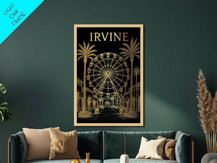 Irvine California travel, Metallic Gold Print, College Dorm Décor, Metal Art, Wood Framed Art, Graduation Travel Gift, Traveler Gift
