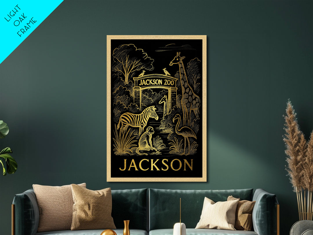 Jackson Mississippi art, Metallic Gold Art, Office Decor, Metal Art, Wood Framed Art, Graduation Travel Gift, Destination Gift