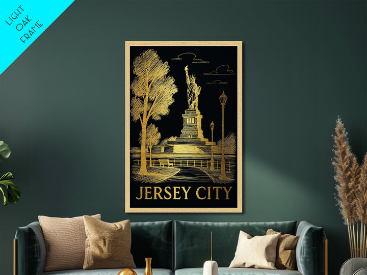 Jersey City New Jersey art, Metallic Gold Art, Modern House Art, Metal Art, Wood Framed Art, Graduation Travel Gift, Travel Gift