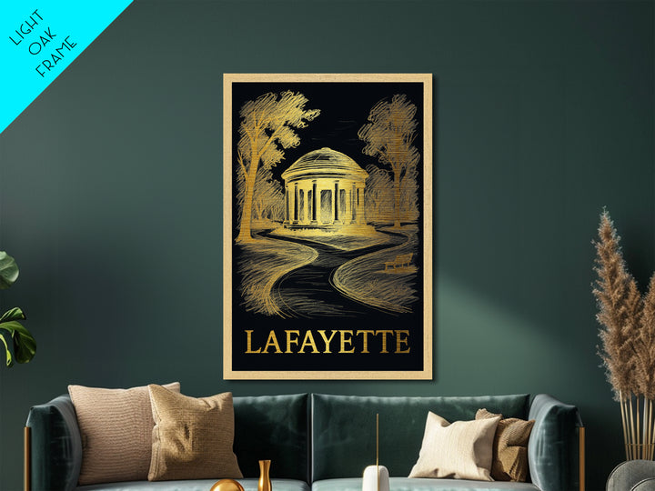 Lafayette Louisiana art, Metallic Gold Art, Office Decor, Metal Art, Wood Framed Art, Graduation Travel Gift, Destination Gift