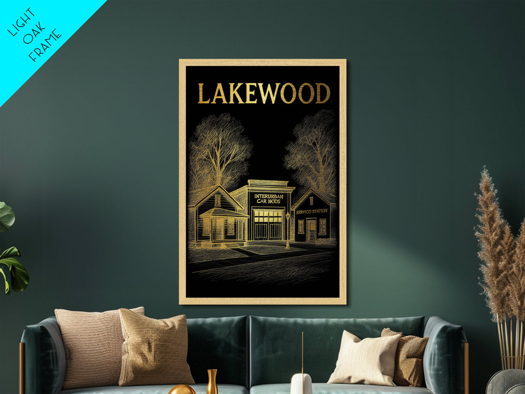 Lakewood Colorado travel, Metallic Gold Print, Modern House Art, Metal Art, Wood Framed Art, Traveler Gift, Destination Gift