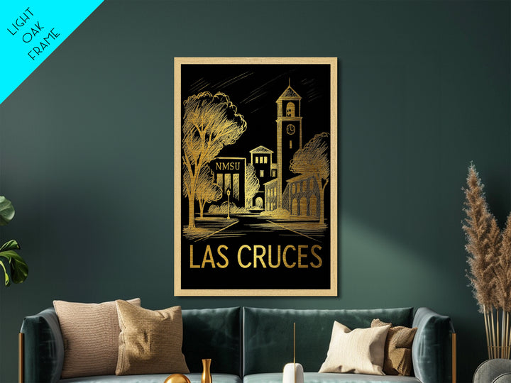 Las Cruces New Mexico art, Metallic Gold Art, Modern House Art, Metal Art, Wood Framed Art, Graduation Travel Gift, Travel Gift