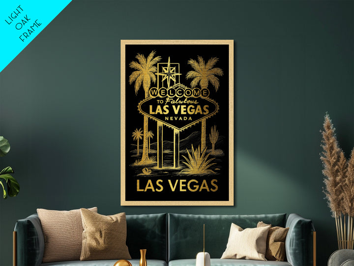 Las Vegas Nevada art, Metallic Gold Art, Housewarming Gift, Metal Art, Wood Framed Art, Newlywed Travel Gift, Honeymoon Gift