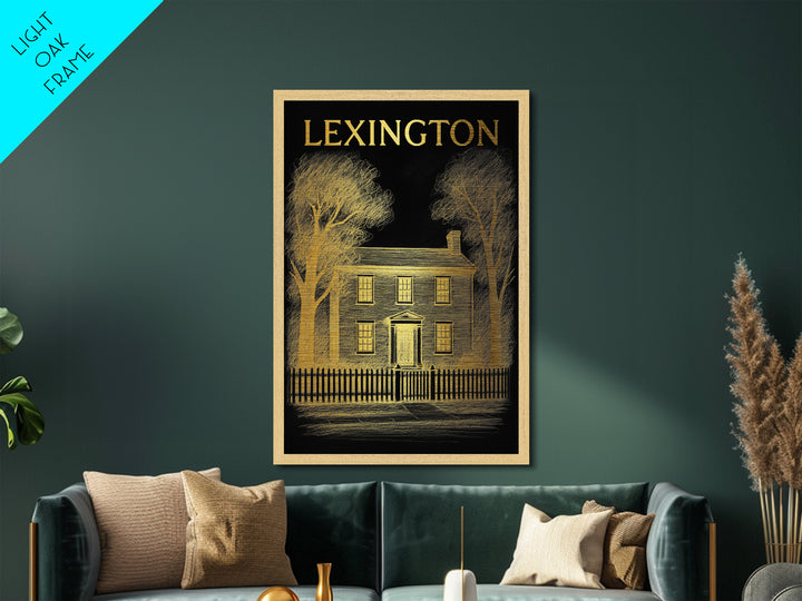 Lexington Kentucky travel, Metallic Gold Print, College Dorm Décor, Metal Art, Wood Framed Art, Graduation Travel Gift, Traveler Gift