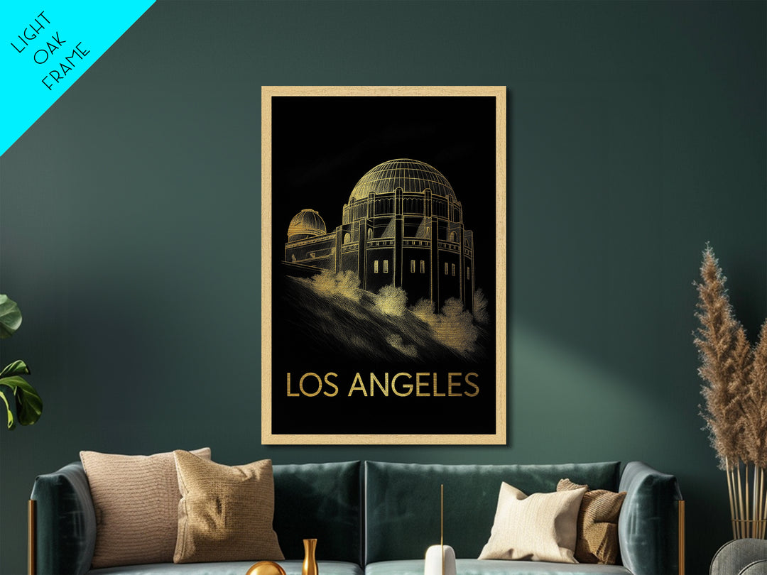 Los Angeles California travel, Metallic Gold Print, Closing Gift, Metal Art, Wood Framed Art, Anniversary Travel Gift, Traveler Gift