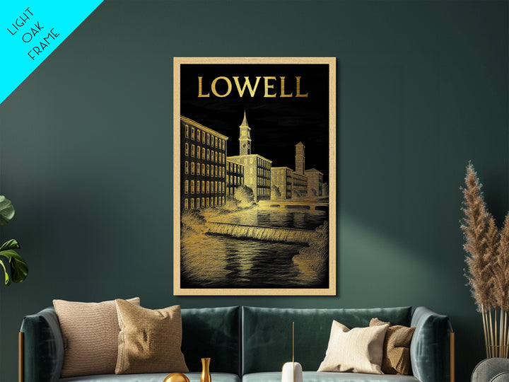 Lowell Massachusetts art, Metallic Gold Art, Modern House Art, Metal Art, Wood Framed Art, Graduation Travel Gift