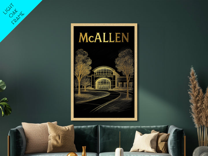 McAllen Texas travel, Metallic Gold Print, College Dorm Décor, Metal Art, Wood Framed Art, Graduation Travel Gift