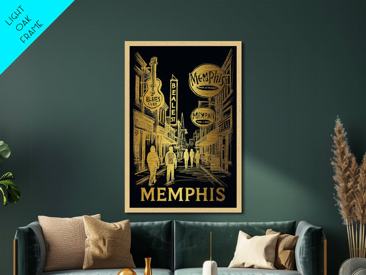 Memphis Tennessee art, Metallic Gold Art, Office Decor, Metal Art, Wood Framed Art, Graduation Travel Gift