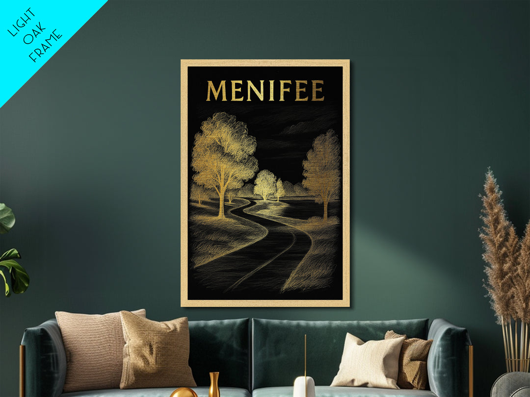 Menifee California travel, Metallic Gold Print, Modern House Art, Metal Art, Wood Framed Art, Wanderlust Gift
