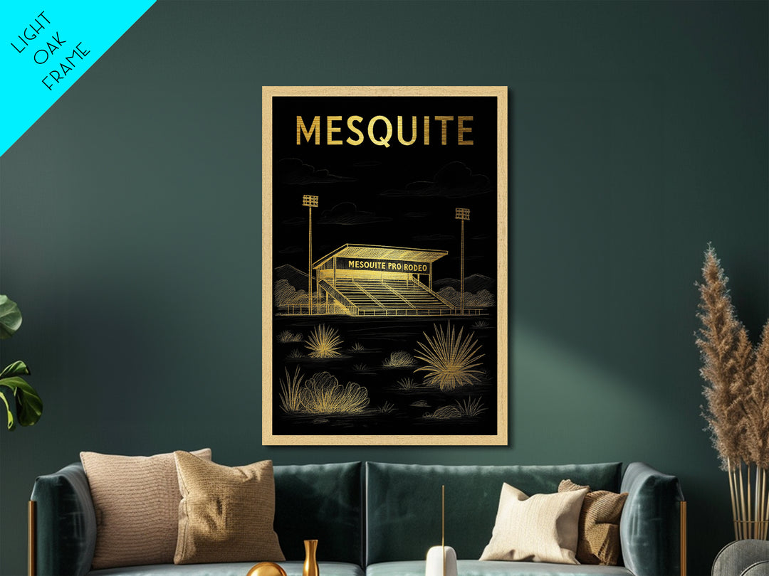Mesquite Texas travel, Metallic Gold Print, Modern Skyline Wall Print, Metal Art, Wood Framed Art, Adventure Lover Gift