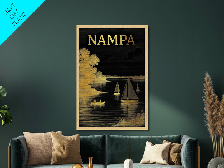 Nampa Idaho travel, Metallic Gold Print, Modern House Art, Metal Art, Wood Framed Art, Traveler Gift, Destination Gift