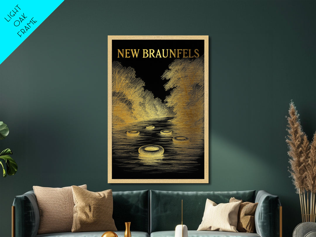 New Braunfels Texas art, Metallic Gold Art, Best Friend Gifts, Metal Art, Wood Framed Art, Birthday Travel Gift, Destination Gift