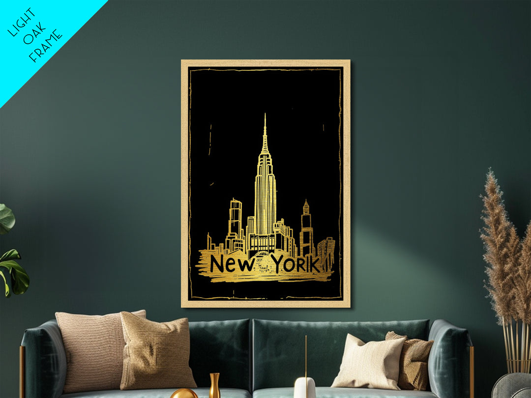 New York New York art, Metallic Gold Art, Modern House Art, Metal Art, Wood Framed Art, Graduation Travel Gift, Travel Gift
