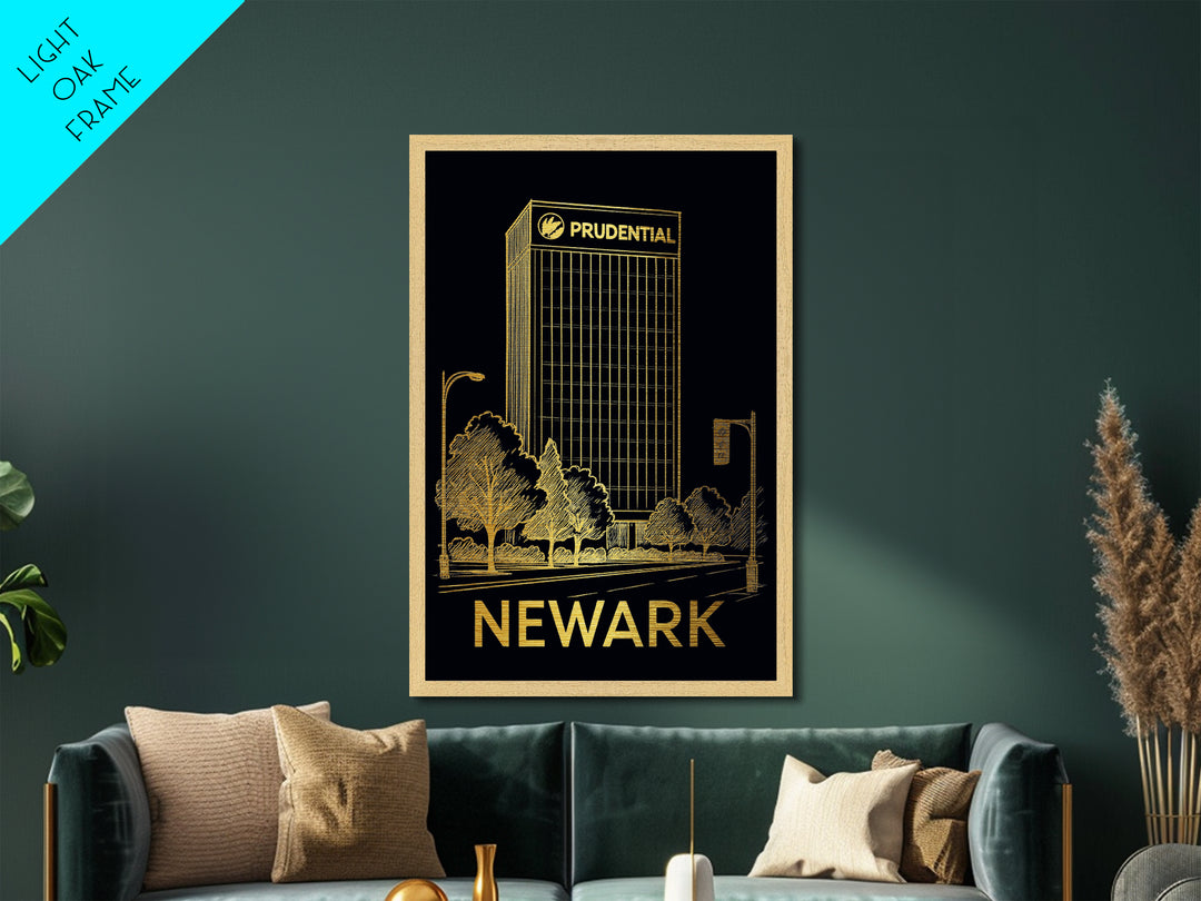 Newark New Jersey art, Metallic Gold Art, Travel Art Prints, Metal Art, Wood Framed Art, Adventure Lover Gift, Traveler Gift