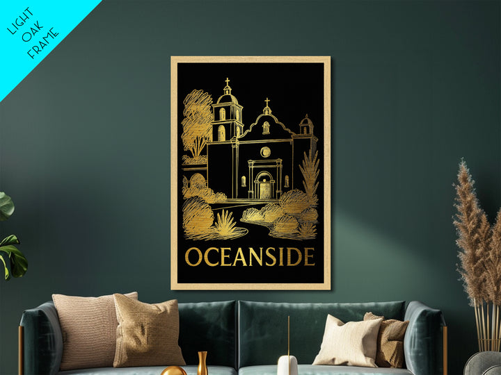 Oklahoma City Oklahoma art, Metallic Gold Art, Office Decor, Metal Art, Wood Framed Art, Graduation Travel Gift, Destination Gift