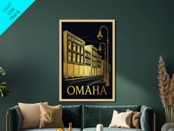 Omaha Nebraska art, Metallic Gold Art, Modern House Art, Metal Art, Wood Framed Art, Graduation Travel Gift, Travel Gift