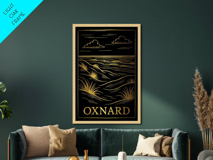 Oxnard California art, Metallic Gold Art, Modern House Art, Metal Art, Wood Framed Art, Graduation Travel Gift, Travel Gift