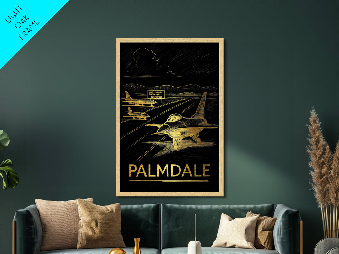 Palmdale California art, Metallic Gold Art, Housewarming Gift, Metal Art, Wood Framed Art, Newlywed Travel Gift, Honeymoon Gift