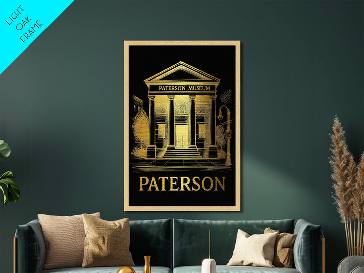 Paterson New Jersey art, Metallic Gold Art, Modern House Art, Metal Art, Wood Framed Art, Graduation Travel Gift, Travel Gift