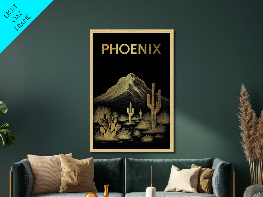 Phoenix Arizona art, Metallic Gold Art, Best Friend Gifts, Metal Art, Wood Framed Art, Birthday Travel Gift, Destination Gift