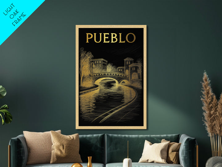 Pueblo Colorado travel, Metallic Gold Print, Modern House Art, Metal Art, Wood Framed Art, Traveler Gift, Destination Gift