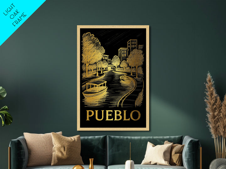 Pueblo Colorado art, Metallic Gold Art, Modern House Art, Metal Art, Wood Framed Art, Graduation Travel Gift, Travel Gift