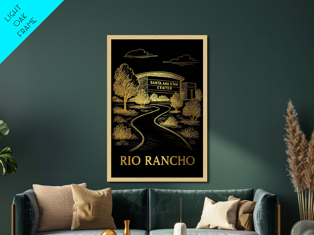Rio Rancho New Mexico art, Metallic Gold Art, Modern House Art, Metal Art, Wood Framed Art, Graduation Travel Gift, Travel Gift