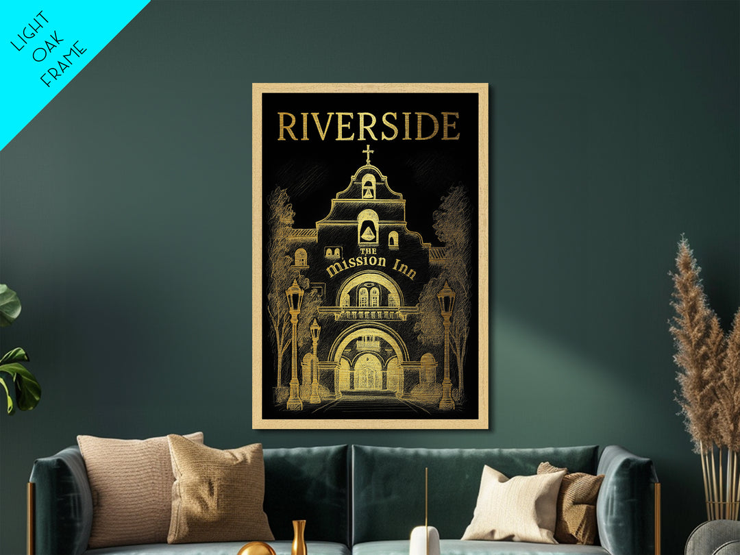 Riverside California travel, Metallic Gold Print, College Dorm Décor, Metal Art, Wood Framed Art, Graduation Travel Gift, Traveler Gift