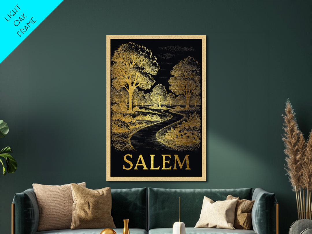 Salem Oregon art, Metallic Gold Art, Travel Art Prints, Metal Art, Wood Framed Art, Adventure Lover Gift, Traveler Gift