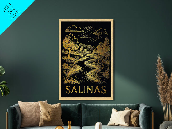 Salinas California art, Metallic Gold Art, Modern House Art, Metal Art, Wood Framed Art, Graduation Travel Gift, Travel Gift