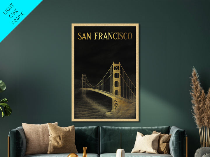 San Francisco California art, Metallic Gold Art, Best Friend Gifts, Metal Art, Wood Framed Art, Birthday Travel Gift, Destination Gift