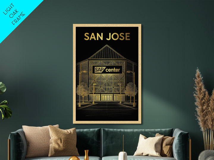 San Jose California travel, Metallic Gold Art, Housewarming Gift, Metal Art, Wood Framed Art, Newlywed Travel Gift, Honeymoon Gift