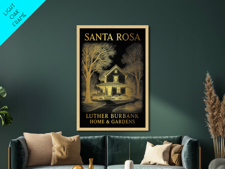 Santa Rosa California travel, Metallic Gold Art, Travel Art Prints, Metal Art, Wood Framed Art, Adventure Lover Gift, Traveler Gift