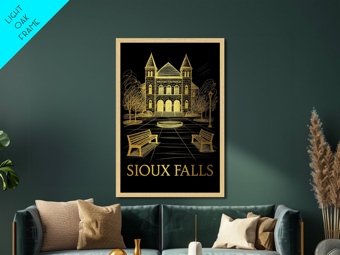 Sioux Falls South Dakota art, Metallic Gold Art, Best Friend Gifts, Metal Art, Wood Framed Art, Birthday Travel Gift, Destination Gift