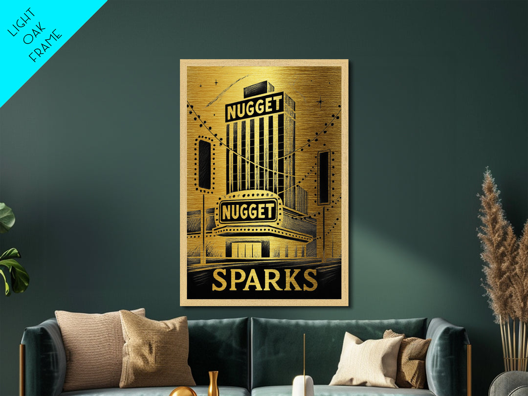 Sparks Nevada art, Metallic Gold Art, Travel Art Prints, Metal Art, Wood Framed Art, Adventure Lover Gift, Traveler Gift