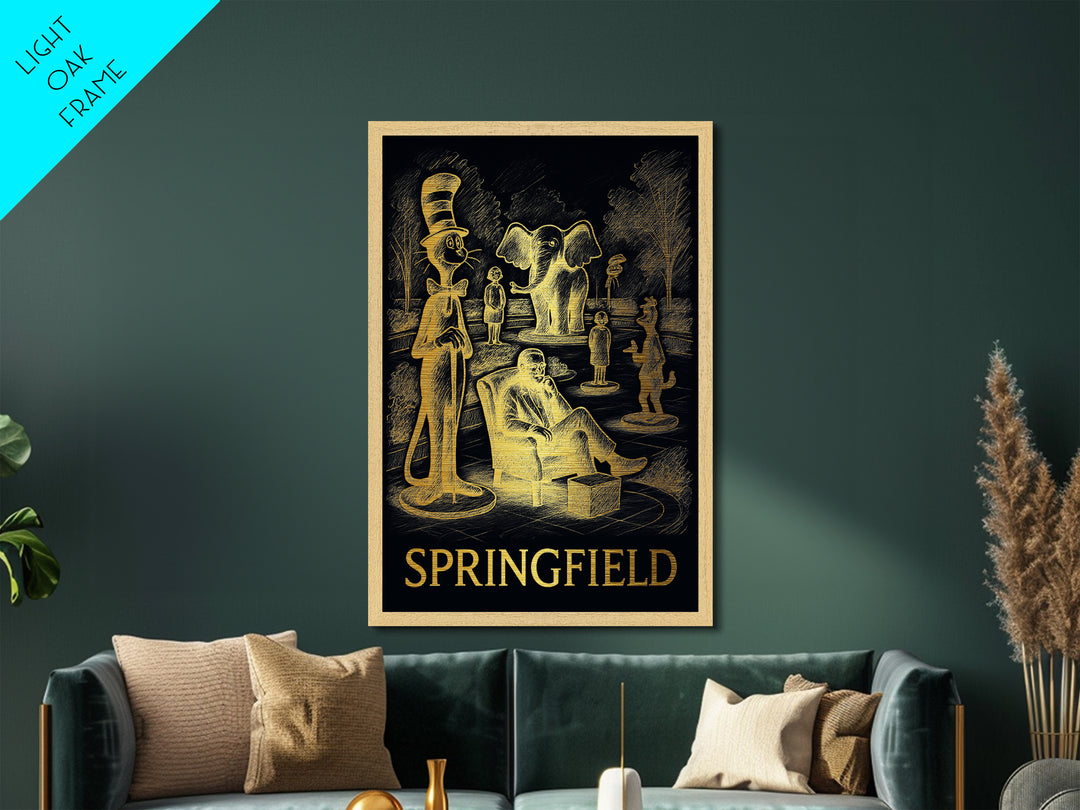 Springfield Missouri art, Metallic Gold Art, Office Decor, Metal Art, Wood Framed Art, Graduation Travel Gift, Destination Gift