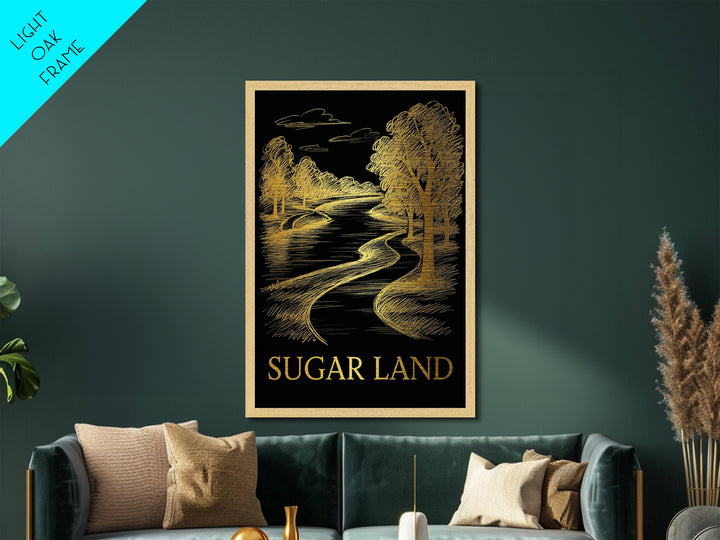 Sugar Land Texas art, Metallic Gold Art, Best Friend Gifts, Metal Art, Wood Framed Art, Birthday Travel Gift, Destination Gift