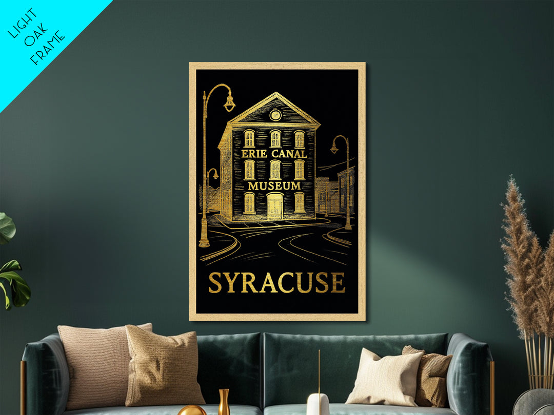 Syracuse New York art, Metallic Gold Art, Travel Art Prints, Metal Art, Wood Framed Art, Adventure Lover Gift, Traveler Gift