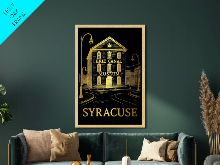 Syracuse New York art, Metallic Gold Art, Travel Art Prints, Metal Art, Wood Framed Art, Adventure Lover Gift, Traveler Gift