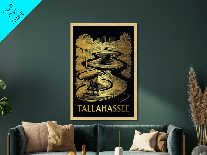 Tallahassee Florida art, Metallic Gold Art, Best Friend Gifts, Metal Art, Wood Framed Art, Birthday Travel Gift, Destination Gift