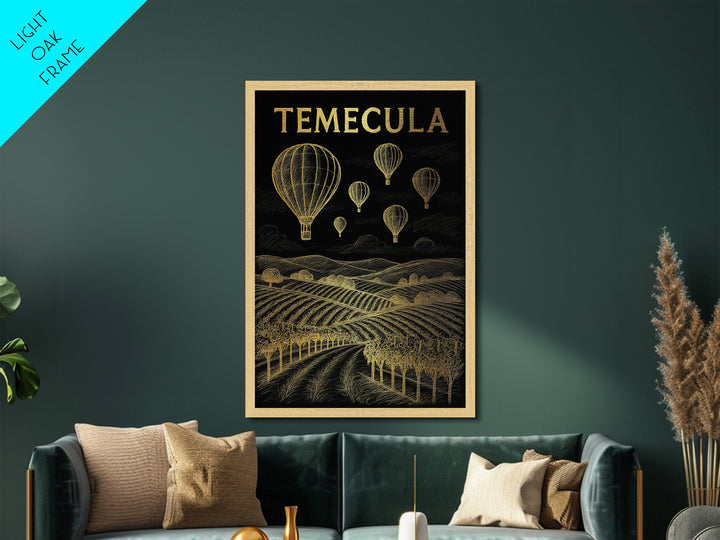 Temecula California travel, Metallic Gold Print, Closing Gift, Metal Art, Wood Framed Art, Anniversary Travel Gift, Retirement Gift