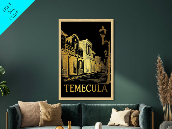Temecula California art, Metallic Gold Art, Office Decor, Metal Art, Wood Framed Art, Graduation Travel Gift, Destination Gift