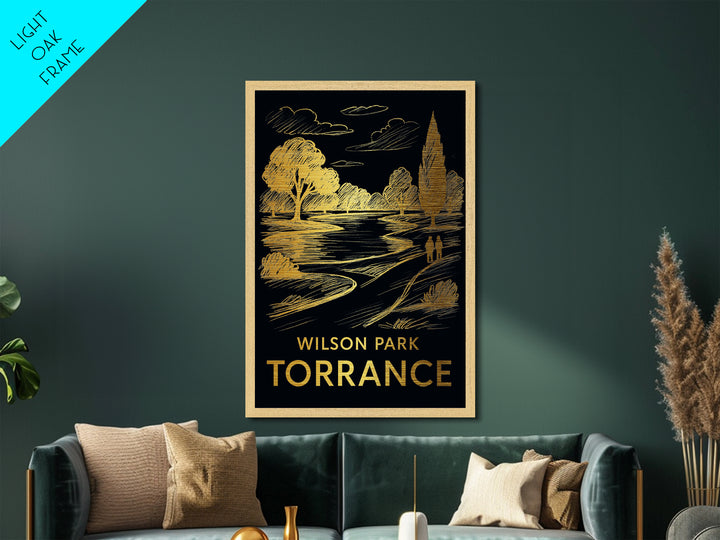 Torrance California art, Metallic Gold Art, Travel Art Prints, Metal Art, Wood Framed Art, Adventure Lover Gift, Traveler Gift