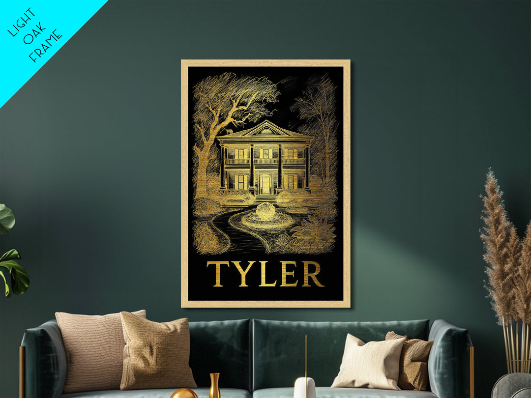 Tyler Texas art, Metallic Gold Art, Office Decor, Metal Art, Wood Framed Art, Graduation Travel Gift, Destination Gift