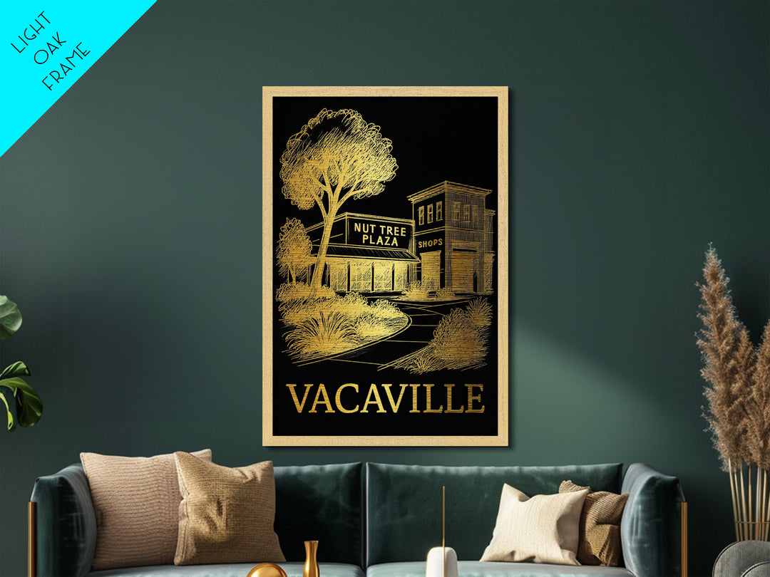 Vacaville California art, Metallic Gold Art, Wood Framed Art, Metal Art, Travel Art Prints, Metallic Gold Art, Bedroom Wall Art