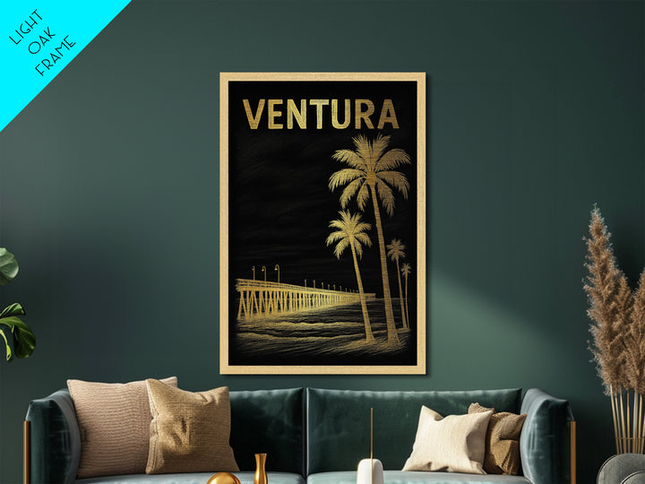 Ventura California travel, Metallic Gold Print, Wood Framed Art, Metal Art, Modern Wall Art, Metallic Gold Print, Modern Art