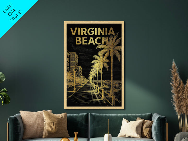 Virginia Beach Virginia travel, Metallic Gold Print, Wood Framed Art, Metal Art, Modern Wall Art, Metallic Gold Print