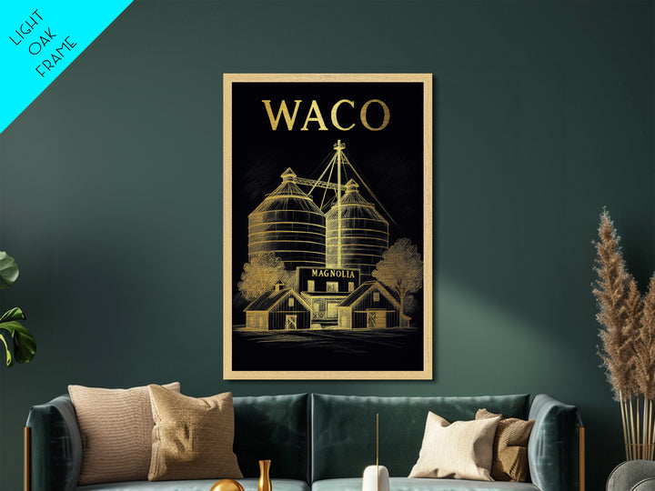 Waco Texas travel, Metallic Gold Print, Wood Framed Art, Metal Art, College Dorm Décor, Metallic Gold Print, Modern Wall Art