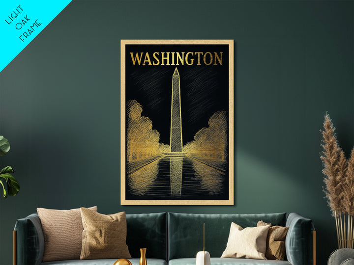 Washington District of Columbia travel, Metallic Gold Print, Wood Framed Art, Metal Art, Closing Gift, Metallic Gold Print