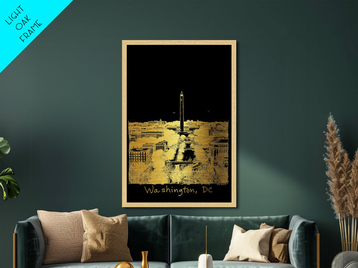Washington DC art, Metallic Gold Art, Wood Framed Art, Metal Art, Office Decor, Metallic Gold Art, College Dorm Wall Art